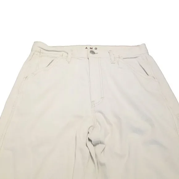AMO Painterly Pant Women's Size 30 Ivory Carpenter Raw Hem Made In USA (31x26) - Picture 2 of 5